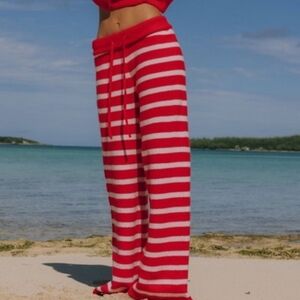 Daily Drills Knit Pants - SOLD OUT Red & Candy Pink Stripe